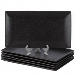 Блюдо керамика, прямоугольное, 35 см, 6 шт, черное, Крафт, Daniks, A21527Y101