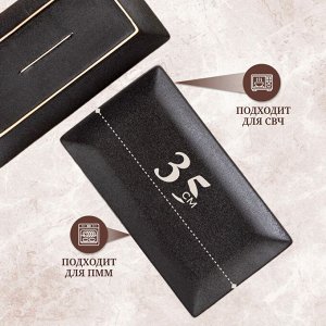 Блюдо керамика, прямоугольное, 35 см, 6 шт, черное, Крафт, Daniks, A21527Y101