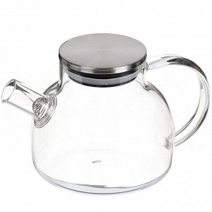 Чайник заварочный стекло, 0.6 л, с ситечком, с металлической крышкой, Daniks, Y4-6131