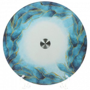 Блюдо стекло, для сервировки, круглое, 30 см, вращающееся, Navy Leaves, Daniks