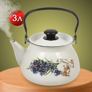 Чайник сталь, эмалированное покрытие, 3 л, ручка металлическая, Керченский металлургический завод, Аромат, 42104-122/6-У4