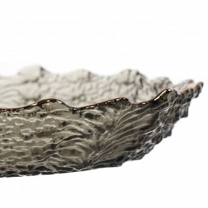Тарелка стекло, 20 см, отвод золотом, круглая, Графит, Y6-10085