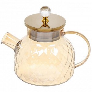 Чайник заварочный стекло, 1 л, с ситечком, Мед, Y6-10117