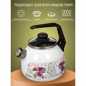 Чайник сталь, эмалированное покрытие, 3 л, со свистком, ручка консольная, СтальЭмаль, Мозаика, индукция, 4с209я