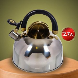 Чайник нержавеющая сталь, 2.7 л, со свистком, зеркальный, ручка бакелитовая, Daniks, M-001