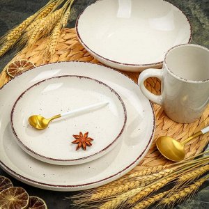 Тарелка обеденная, керамика, 26 см, круглая, White Fusion, Daniks, белая