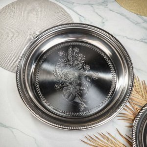 Поднос нержавеющая сталь, 43 см, круглый, Y4-4953