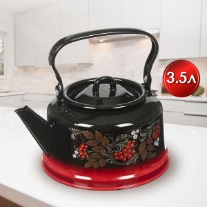 Чайник сталь, эмалированное покрытие, 3.5 л, закатное дно, ручка металлическая, Сибирские товары, красно-черный, С2713.8