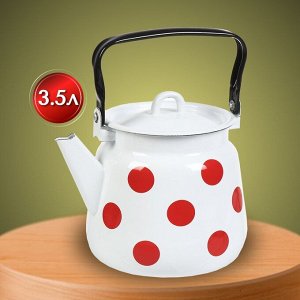 Чайник сталь, эмалированное покрытие, 3.5 л, петля, Сибирские товары, Красный горох, белый, С2716*79