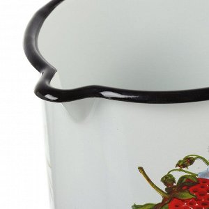 Кружка сталь, 1 л, Клубника садовая, Керченский металлургический завод, 40104-072/4, белая