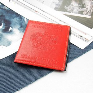 Обложка для паспорта, герб, прошитый, цвет красный