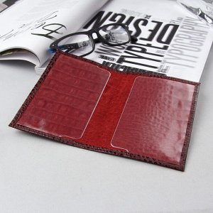 Обложка для паспорта, кайман, цвет бордовый