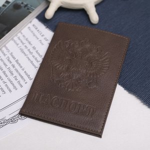 Обложка для паспорта, герб, цвет коричневый
