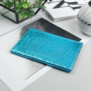 Обложка для паспорта, металлик, цвет голубой