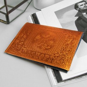 Обложка для паспорта, металлик, цвет оранжевый
