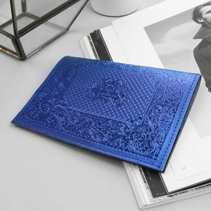 Обложка для паспорта, металлик, цвет синий