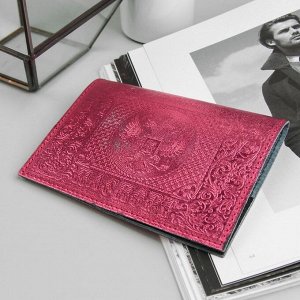 Обложка для паспорта, металлик, цвет розовый