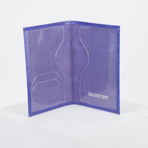Обложка для паспорта, 9,5*0,3*13,5, принт девушка с картами, крокодил фиолетовый
