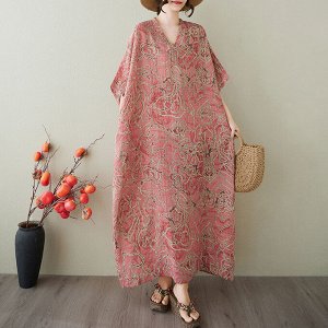 Ретро платье из хлопка и льна