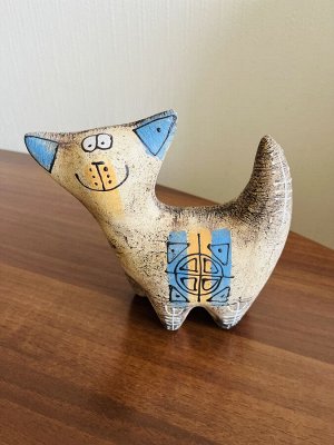 Статуэтка (фигурка) кота из глины шамот
