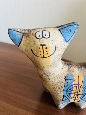 Статуэтка (фигурка) кота из глины шамот