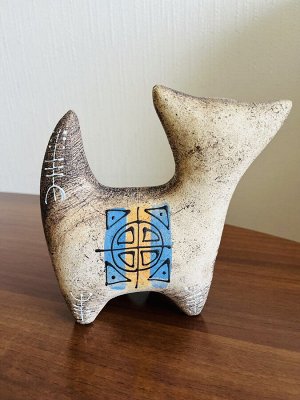 Статуэтка (фигурка) кота из глины шамот