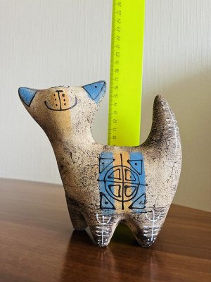 Статуэтка (фигурка) кота из глины шамот