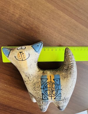 Статуэтка (фигурка) кота из глины шамот