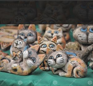 Статуэтка (фигурка) кота из глины шамот