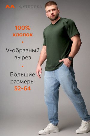 Мужская футболка больших размеров c V-вырезом Happyfox