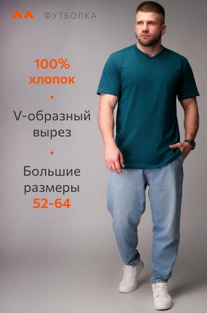 Мужская футболка больших размеров c V-вырезом Happyfox