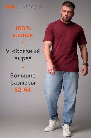 Мужская футболка больших размеров c V-вырезом Happyfox