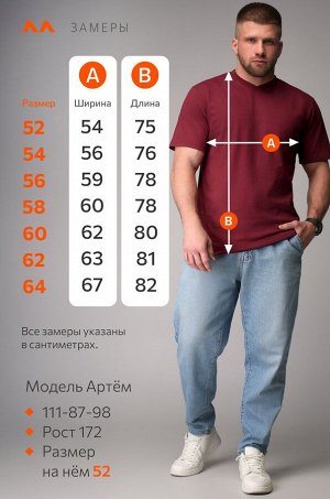 Мужская футболка больших размеров c V-вырезом Happyfox