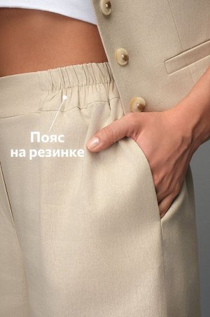 Женский льняной костюм жилет с шортами Happyfox