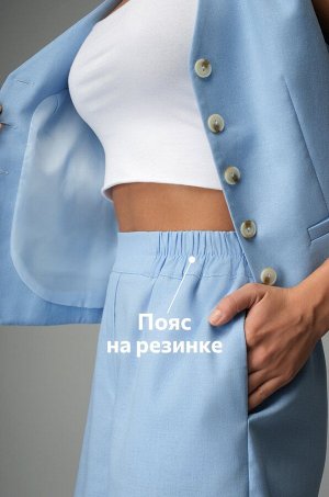 Женский льняной костюм жилет с шортами Happyfox