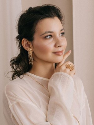 Клипсы для ушей висячие QF «Лёгкость», плетёнка, цвет золото