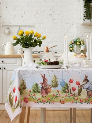 Скатерть Доляна Easter garden, 145x180 +/- 3 см, 100% п/э
