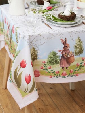 Скатерть Доляна Easter garden, 145x180 +/- 3 см, 100% п/э