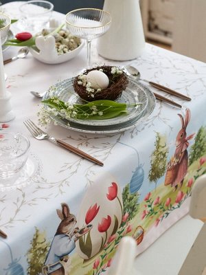 Скатерть Доляна Easter garden, 145x180 +/- 3 см, 100% п/э
