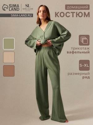 Пижама женская (рубашка, брюки) SL HOME, оливковая