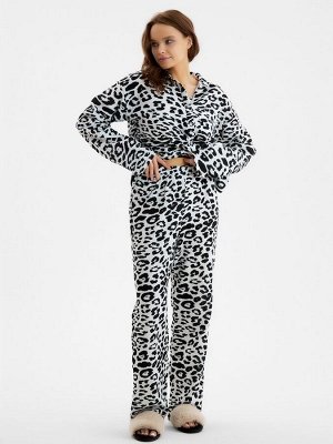 Комплект домашний женский (рубашка, брюки) KAFTAN «Муслин: leopard» размер