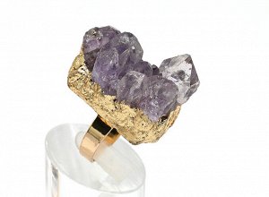 Фелиция Кольцо с друзой аметиста 27*32мм цв.золотистый