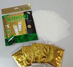 Детокс пластыри для стоп (золотые) с имбирем и солью Kinoki (мягкая упаковка, 10шт)