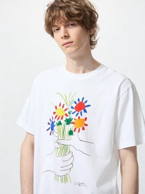 UNIQLO UT - хлопковая футболка с дизайном PEACE FOR ALL х Пабло Пикассо - 00 WHITE