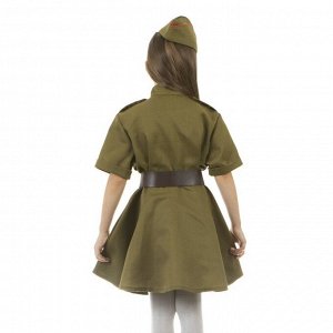 Карнавальный костюм военного: платье с коротким рукавом, пилотка, р. 30, рост 110-116 см