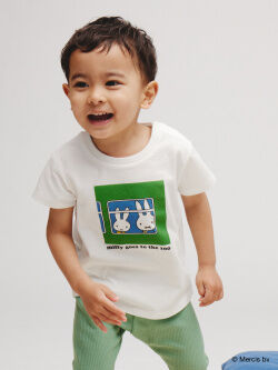 UNIQLO UT - хлопковая футболка для малышей с принтом Miffy - 00 WHITE