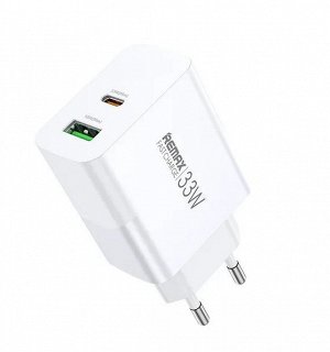 Адаптер сетевой универсальный RP-U122 Kiddy Series 33W PD+QC, белый Remax