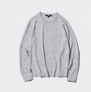 UNIQLO Женский свитер из шерсти мериноса с круглым вырезом 469410 молочный