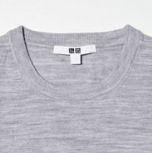 UNIQLO Женский свитер из шерсти мериноса с круглым вырезом 469410 молочный