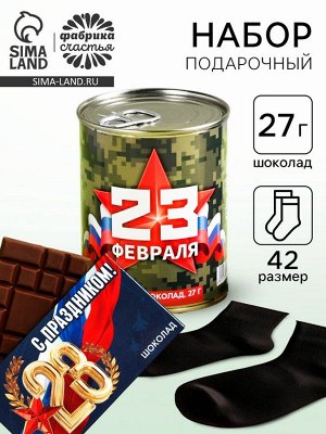 Подарочный набор «23 Февраля», носки + шоколад